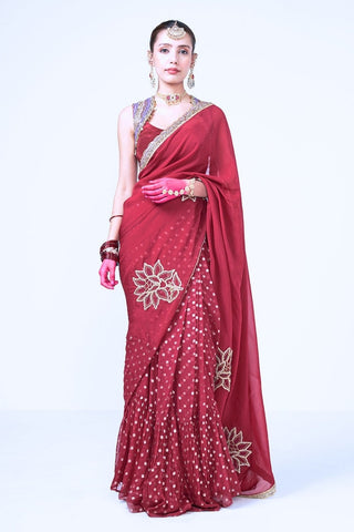 Cherry Chamak Rishi And Vibhuti Designer Outfit Pre-draped Pre-stitched Saree for Bride Closet Bridal Wedding Shaadi Guest Edit
