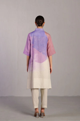 Back look minimalist cream kurta set showcasing clean lines and breathable linen texture