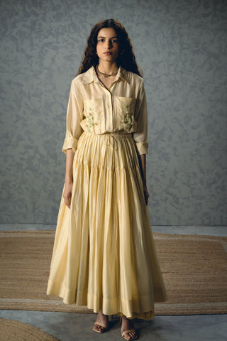 Ivory pocket embroidery midi maxi dress designed by Ease. Pefect dress for parties, evening soiree, office, everyday, casual, holiday vacation or for resort.