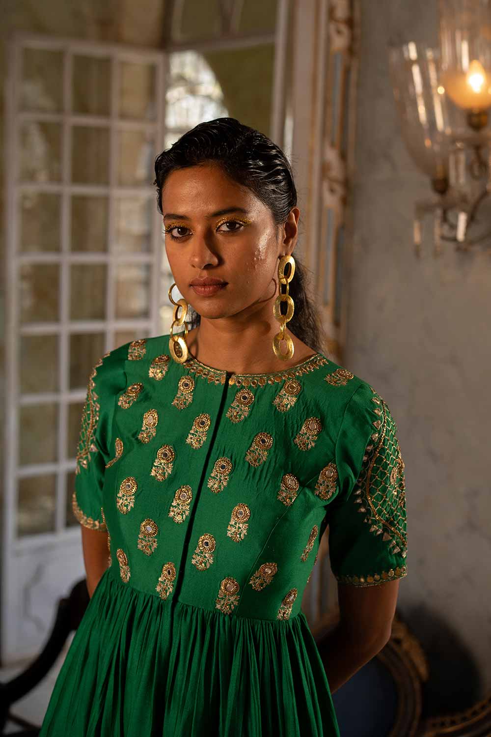 Roohi Emerald Green Peplum Set With Palazzo Leela Lane Roohi Emerald Green Peplum Set With Palazzo Leela Lane