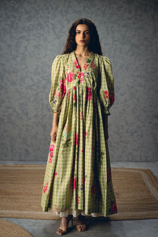 Paulmi and Harsh Anna Dress featuring an elegant printed maxi silhouette with a contemporary design, perfect for resort wear, vacations, festive occasions, brunches, and luxury women's designer fashion.