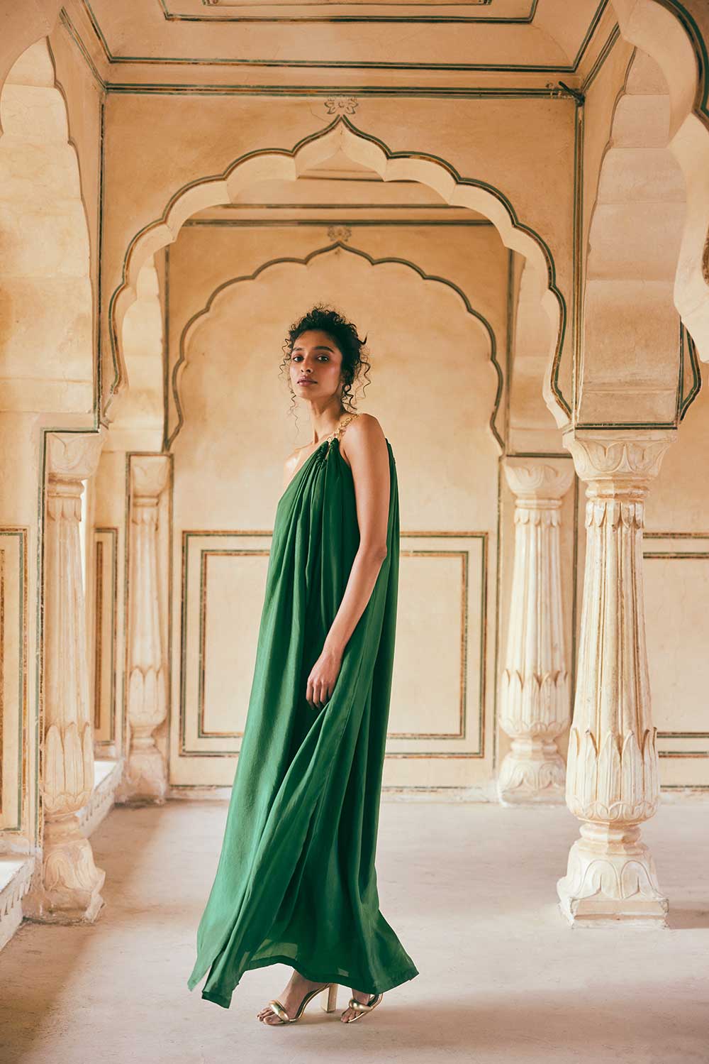 Resort Look One Shoulder Emerald Green Maxi Dress For Women Leela Lane Resort Look One Shoulder Emerald Green Maxi Dress For Women Leela Lane