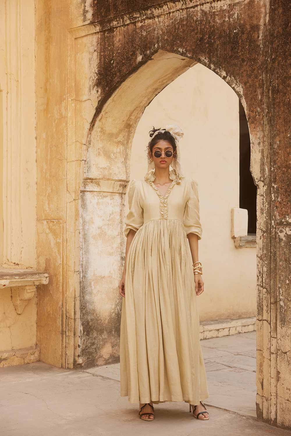 white christmas dresses Resort Look Ivory Linen Dress With Scarf For Women Leela Lane white christmas dresses Resort Look Ivory Linen Dress With Scarf For Women Leela Lane