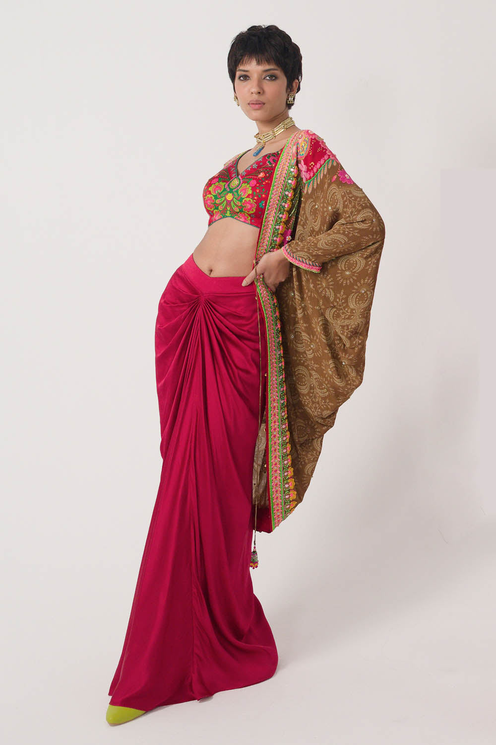 Siddharth Bansal Earthy Brown Hand Embroidered Shrug Set – Leela Lane